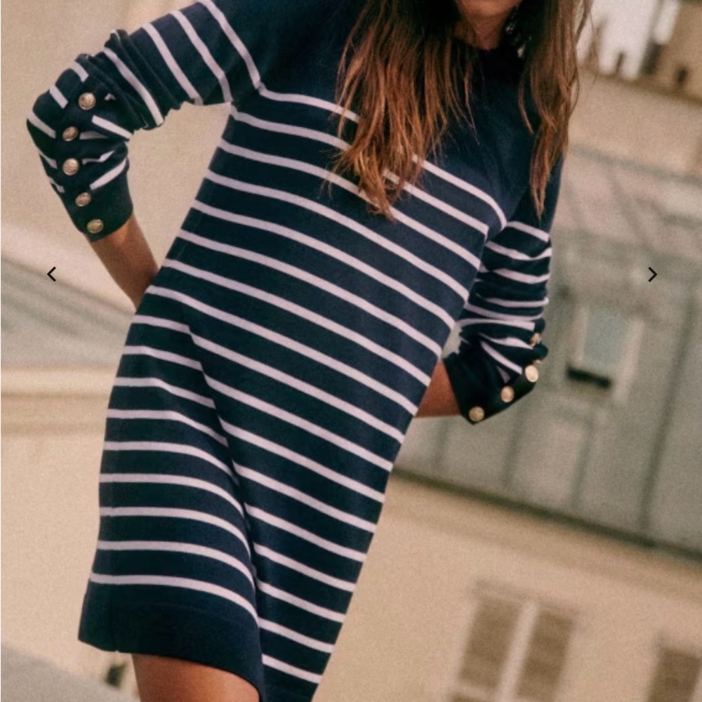 SÉZANE Paola Striped Wool Sailor Dress - Navy Ecru
